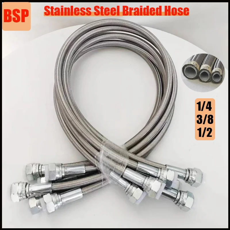 Tuyau,Black-150CM--Tuyau Flexible Tressé En Acier Inoxydable G1-2 ", Pour Siège De Toilette