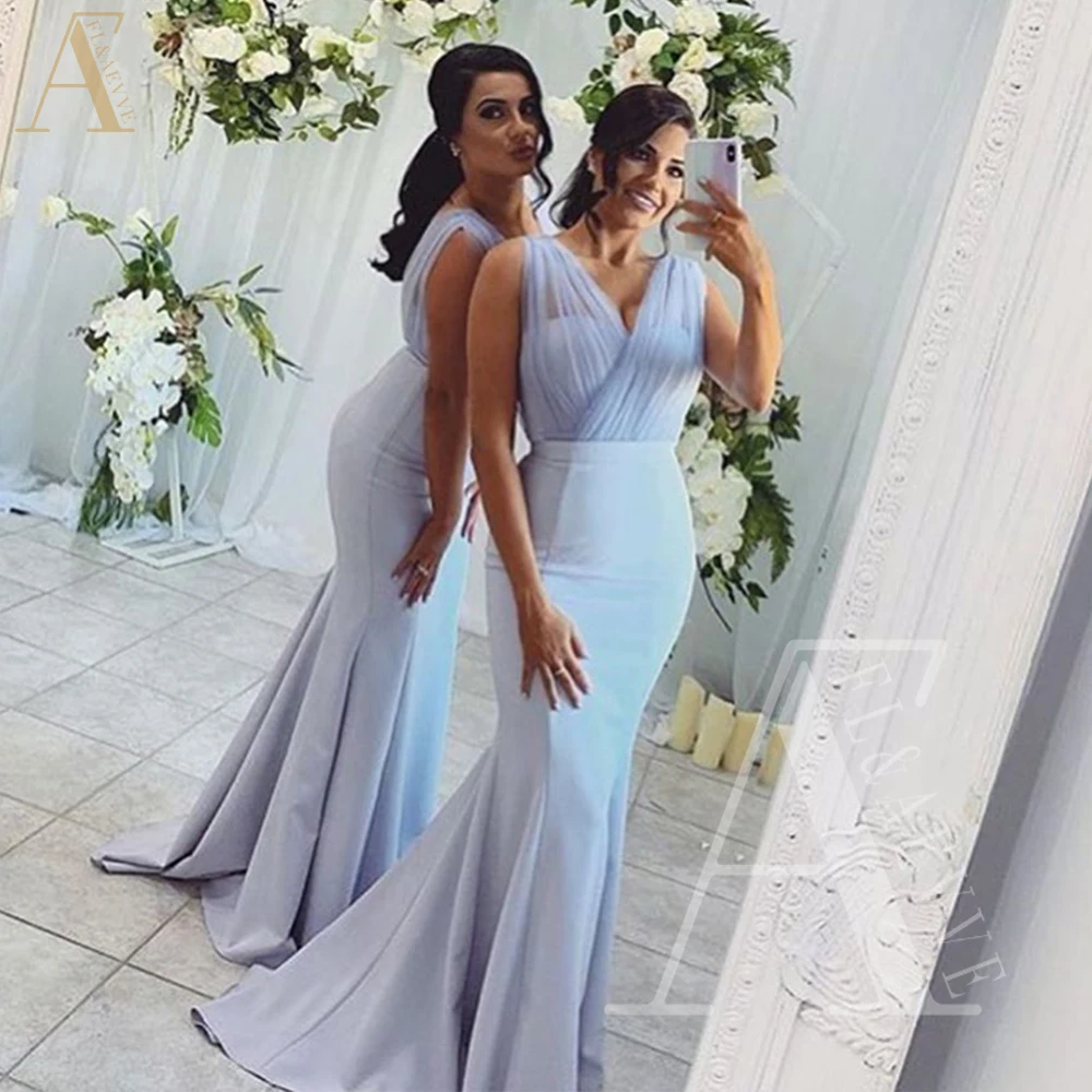 

Sky Blue Satin Bridesmaid Dresses Dresses for Wedding Party Sweetheart Mermaid Elegant Long Wedding Guest Dress 2024 Weddings
