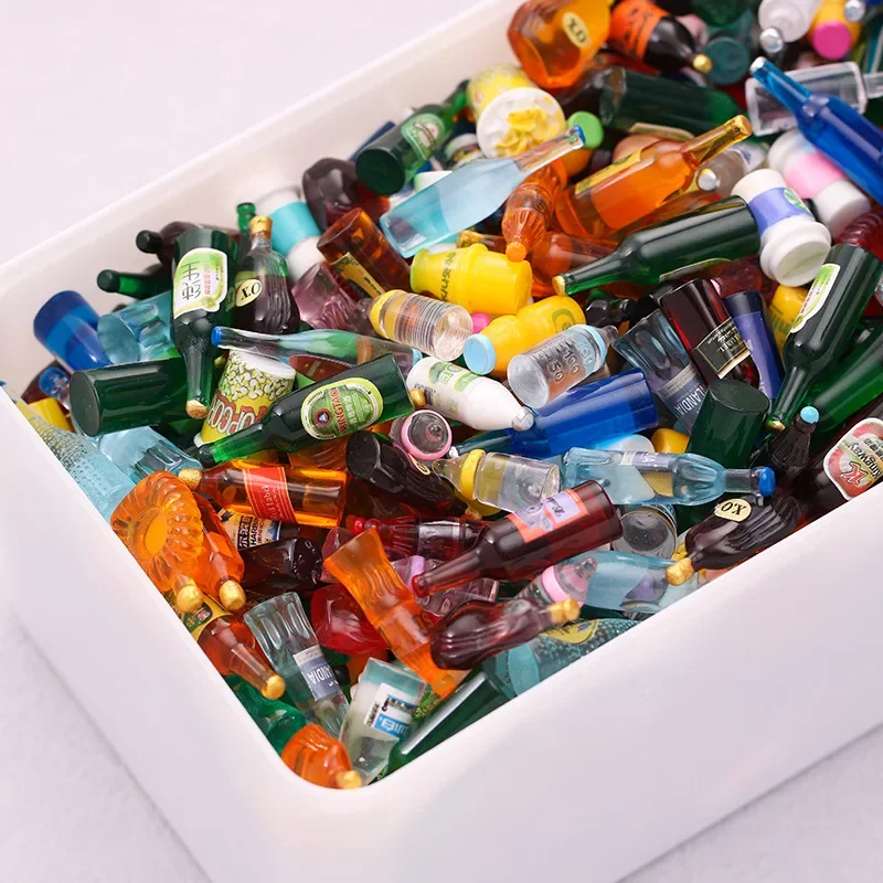 HOUZIWA 10PCS/LOT Mini Drinks Bottle For 1:12 BJD OB11 Dolls Mininature Accessories For Doll House Decoration 2
