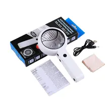  New 8 LED Magnifying Glass Folding Lamp Handheld Stand Desktop Reading Repairing Multi-function Magnifying Glass lupa con luz 