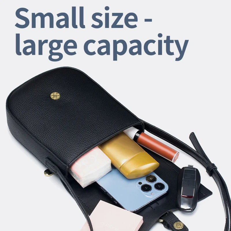 Women's Genuine Leather Phone Bag Shoulder Bag Crossbody Bag Creative Saddle Bag Mobile Top Layer Cowhide Single Shoulder Bag