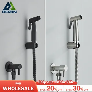 블랙 싱글 냉수 변기 비데 분무기 수도꼭지, 욕실 스테인레스 스틸 304 니켈 샤워 비데 벽걸이 클리너 상품 이미지