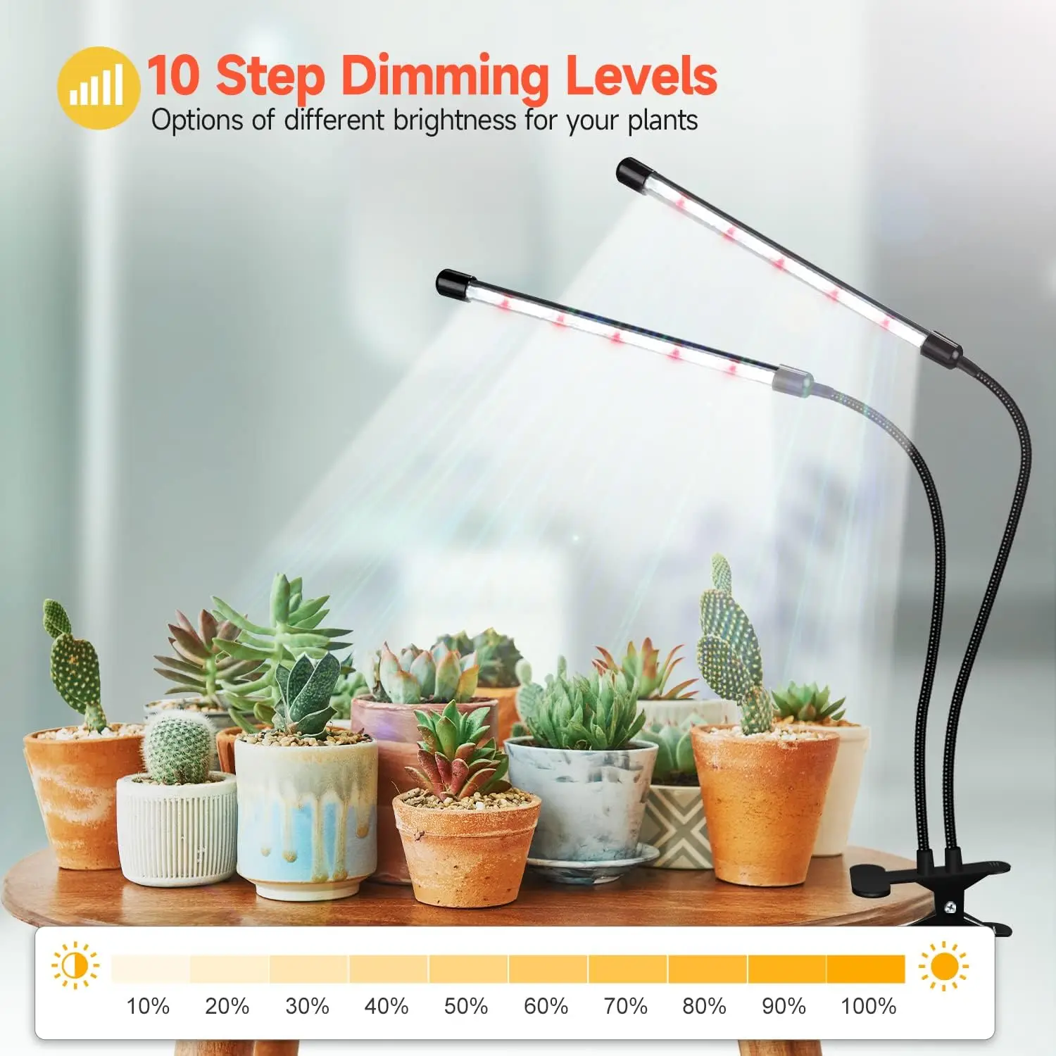 Desk LED Grow Light for Indoor Plants Full Spectrum With Clip Auto On Off Timing Grow Light
