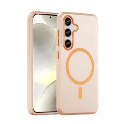 Soft Silicone Magsafe Ultra Case with Wireless Charging and Magnetic Jelly Transparent Design - Galaxy S25 Ultra (Orange)