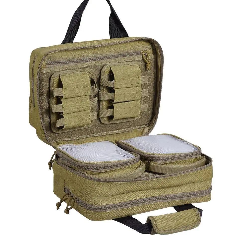 Tactical Range Bag for Two Pistols with Pouches