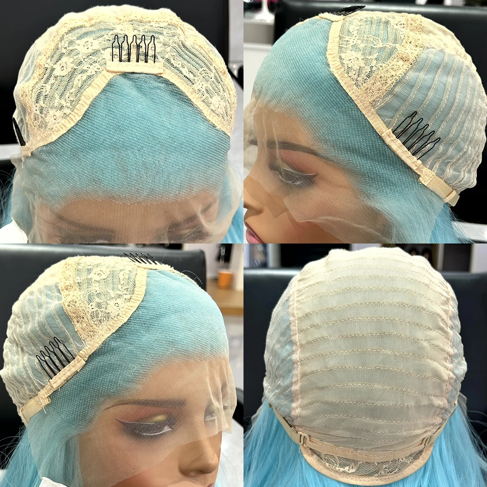 Short Curly Wavy Bob Wig for Women Synthetic Hair Free Part Shoulder Length Loose Curly Natural Wave Blue Colored Wigs for Daily