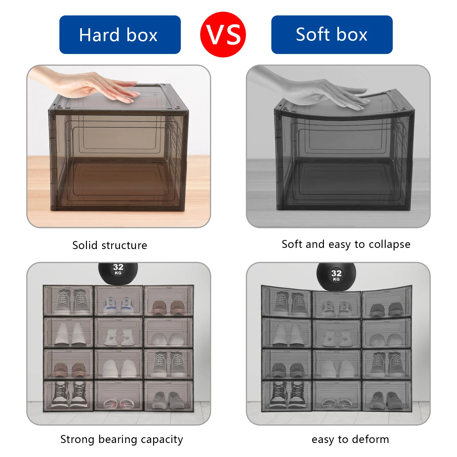 12-Pack Stackable Shoe Boxes, Transparent Acrylic for Sneakers, High Heels, Boots, Dust-Proof, Space-Saving Design 3
