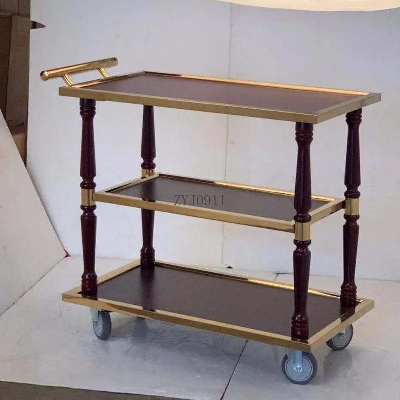 *Stainless Steel Cart Double Portable Serving Rolling Storage Carrying Dining Trolley Espejo Janitorial Bar