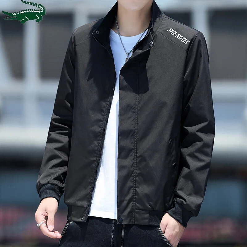 

Brand Simple Men's Jackets Fashion Solid Stand Collar Long Sleeve Outdoors Sport Coats Plus Size Loose Casual Autumn Outerwears