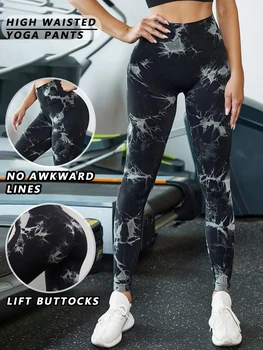 Leggings da donna con culo scrunch a vita alta Dip-Dye - Collant da allenamento alla caviglia elasticizzati in 4 direzioni che assorbono l'umidità