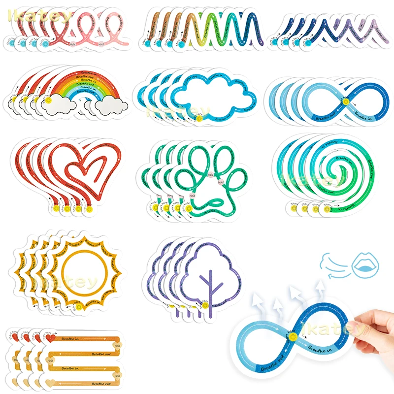 

48Pcs Breath Calm Anxiety Sensory Stickers for Desk Phone Anxiety Sensory Calm Strips Anti Stress Tactile Rough Textured Sticker