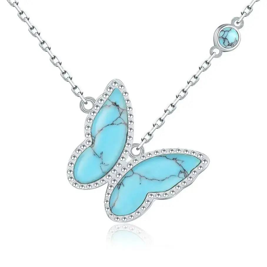 Collana Con Ciondolo A Farfalla E Cuore In Argento 925 E Moissanite 0,35 Ct, Personalizzabile, Animas Jewels