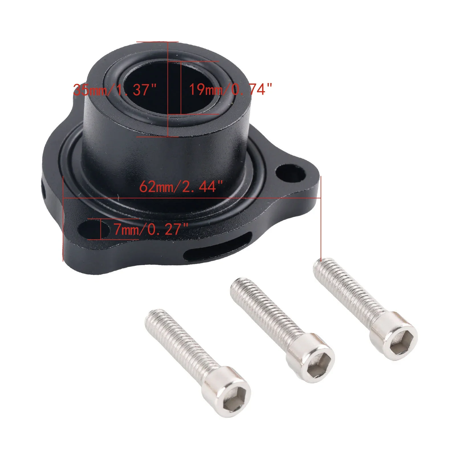 Sleek Silver Black Blow Off Valve Adapter for Enhanced Turbo Performance