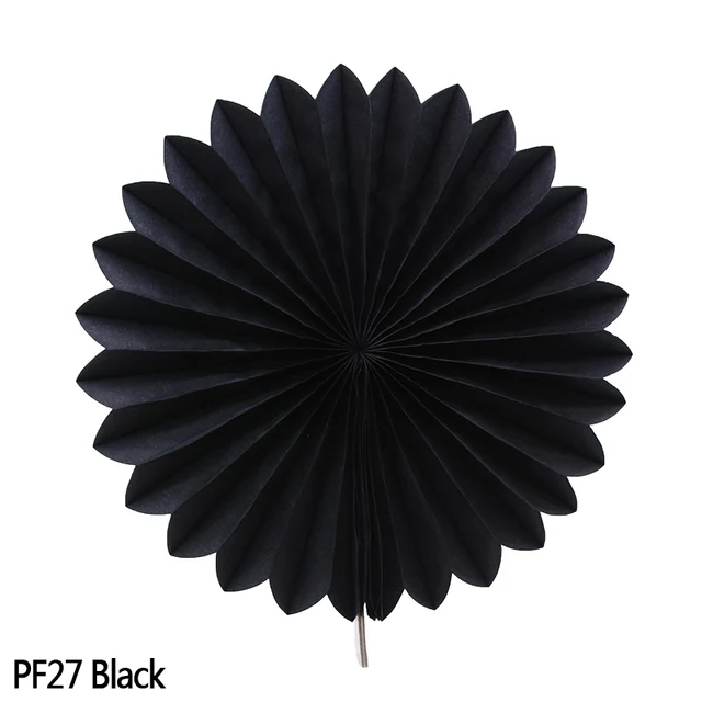 5pcs 10-30cm Color Tissue Paper Cut-Out Paper Fans Pinwheels Hanging Flower Paper Crafts for Wedding Party Birthday Decor Suppli PF27-Black