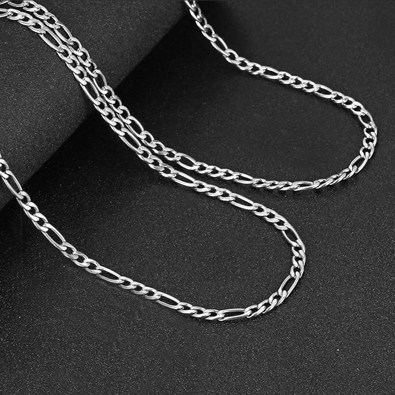 925 Sterling Silver 6mm 20/45/50/55/60cm laterale Figaro catena braccialetto collana uomo donna moda regalo di nozze accessori gioielli