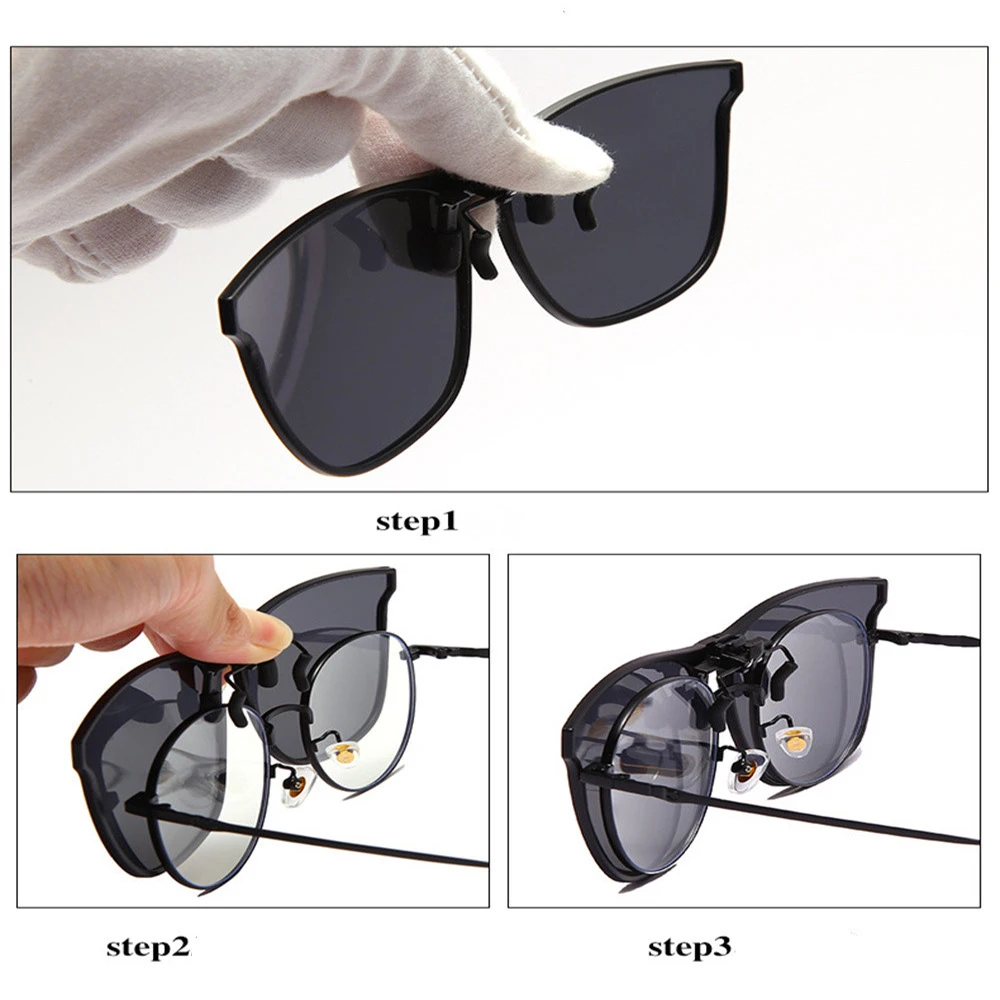 Photochromic Sunglasses Men Women Clip On Sunglasses Polarizing Color Changing Sunglasses Photochromic Vintage Clip Glasses Night Vision Driving Goggles
