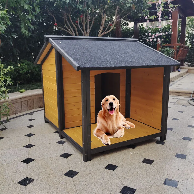 犬小屋　日本製木材使用 犬小屋 片屋根木製犬舎 Lサイズ 屋外 中型・大型犬 DHW1018-L