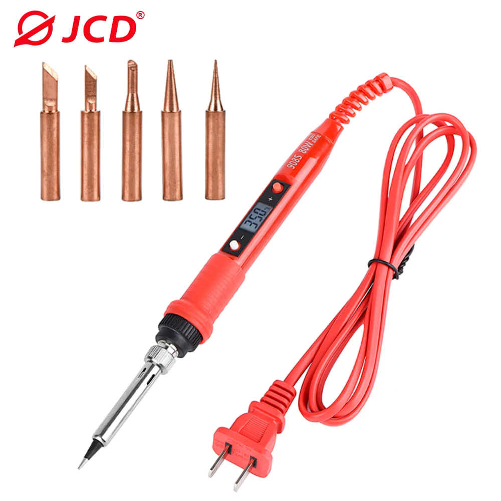 

JCD 220V 110V 80W Electric Soldering iron LCD Adjustable Temperature Solder iron With quality soldering Iron Tips and kits 908S