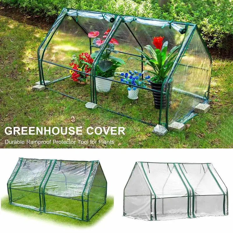 

Portable Grow Tunnel Cover Mini Cloche Greenhouse With Zipper Doors Portable Seedling Rain Proof Polytunnel Green Houses