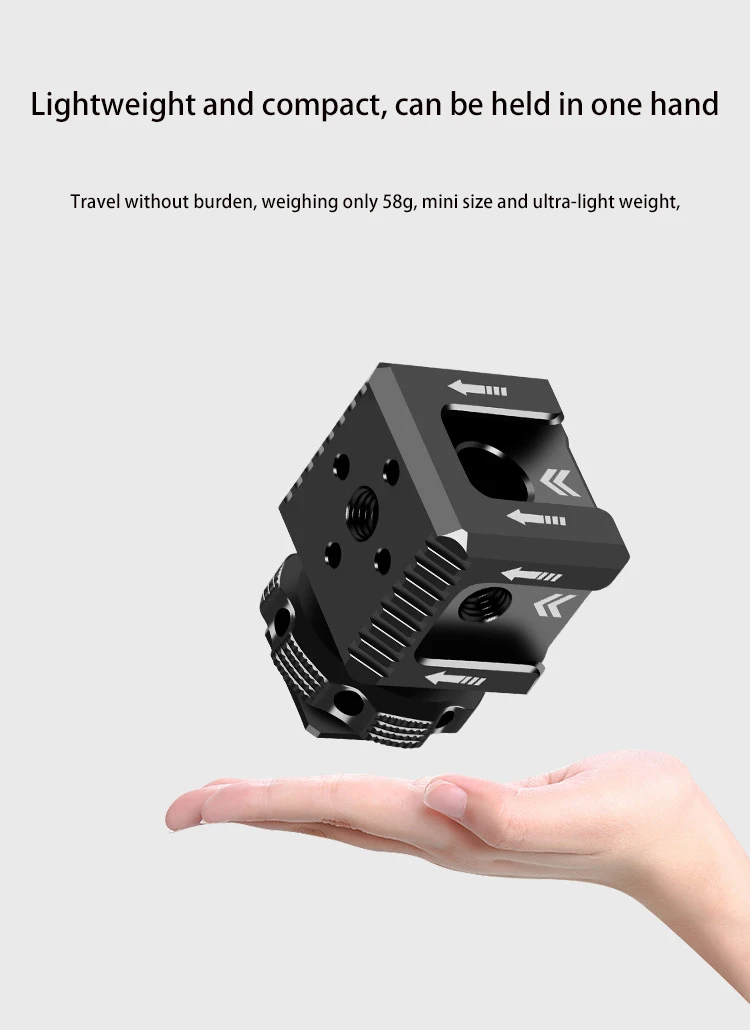 Description Picture 4 of itemUniversal Cold Shoe Three Head Hot Shoe Mount Adapter 1/4" Screw Mounting Hole for Digital Camera/Microphone/ Flash Light/LCD