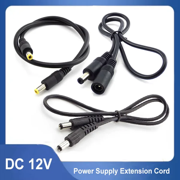 

0.5M 18awg 20awg 22awg 12V DC Power Extension Cable 5.5x2.1 Female to Male 5.5x2.5 Male to Male Adapter Cord For Strip Light