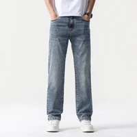 Wide Leg Jeans Men Baggy Pants Summer Straight Cut Loose Retro Blue Denim Pants Streetwear Fashion Pockets Vintage Man Clothes