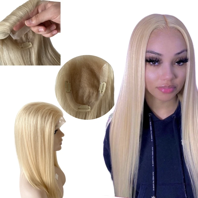 

14 Inches Brazilian Virgin Human Hair Blonde Color 613# 180% Density 5x7 Topper Swiss Lace Closure for Black Woman