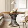 Tribesigns Round Dining Table for 4-6 People, 47-Inch Farmhouse Dinning Room Table Circle Kitchen Table, Industrial Dinner Table 1