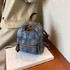 New Women Preppy Style Mini Backpacks Y2K Shiny Rivet Student Denim Backpack Girls Fashion Travel Canvas Shopping Shoulder Bag 2