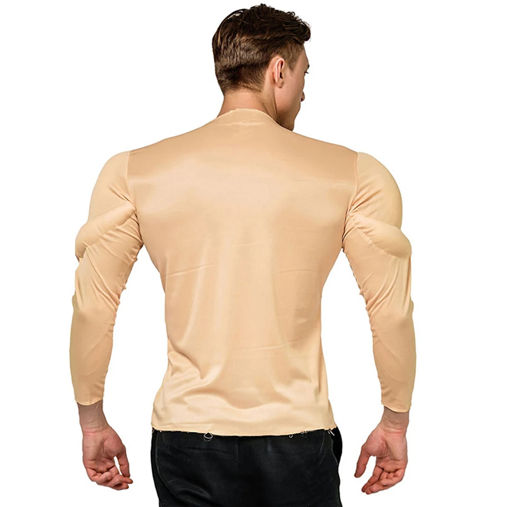 머슬맨 긴팔 티셔츠, 가짜 Abs, 크리스마스, 할로윈, 카니발, 파티 의상, 코스프레 의상, 휴일 선물