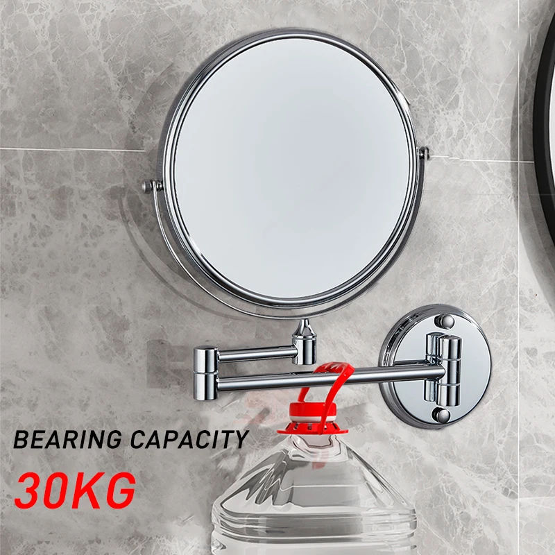 Bathroom Makeup Mirror Wall Mounted Cosmetic Extendable Shower Black Luxury Folding Mirror Extend Double Side Mirror for Hotel 4