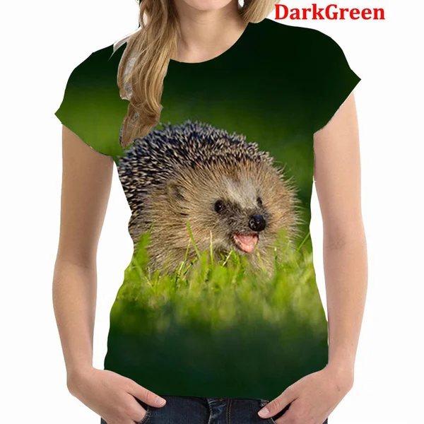 

Hedgehog 3d Print T-shirt Cartoon Women Short Sleeve Casual Teen Tops Round Neck Women T Shirt