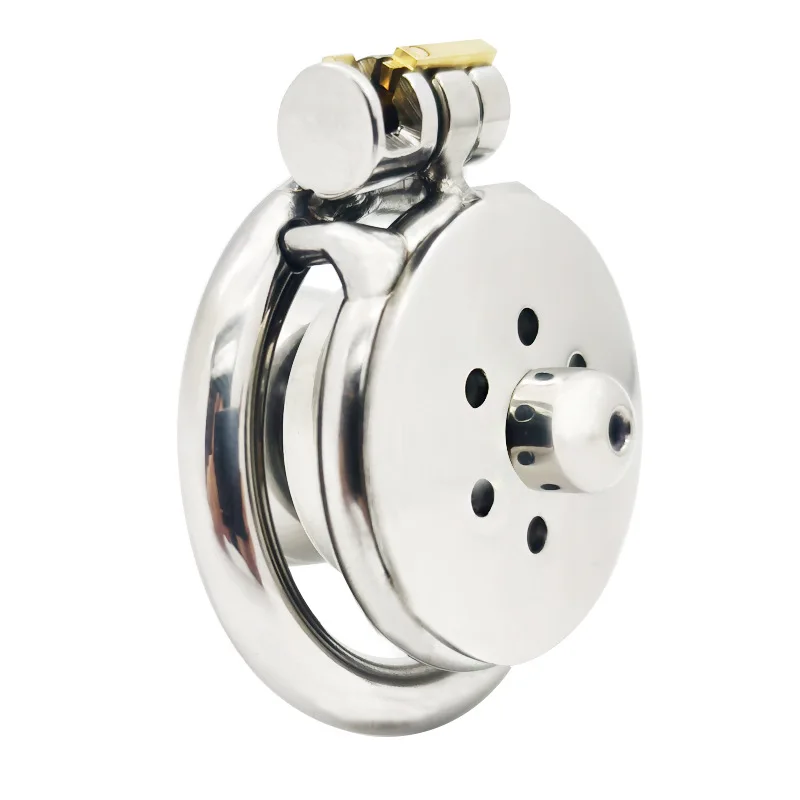 Penis Chastity Cage Chastity Lock Sex Toy Penis Cock Ring Urethral Inverted Negative Male Chastity Lock Flat Cock Cage with Metal Urethral Catheter for Couple Men