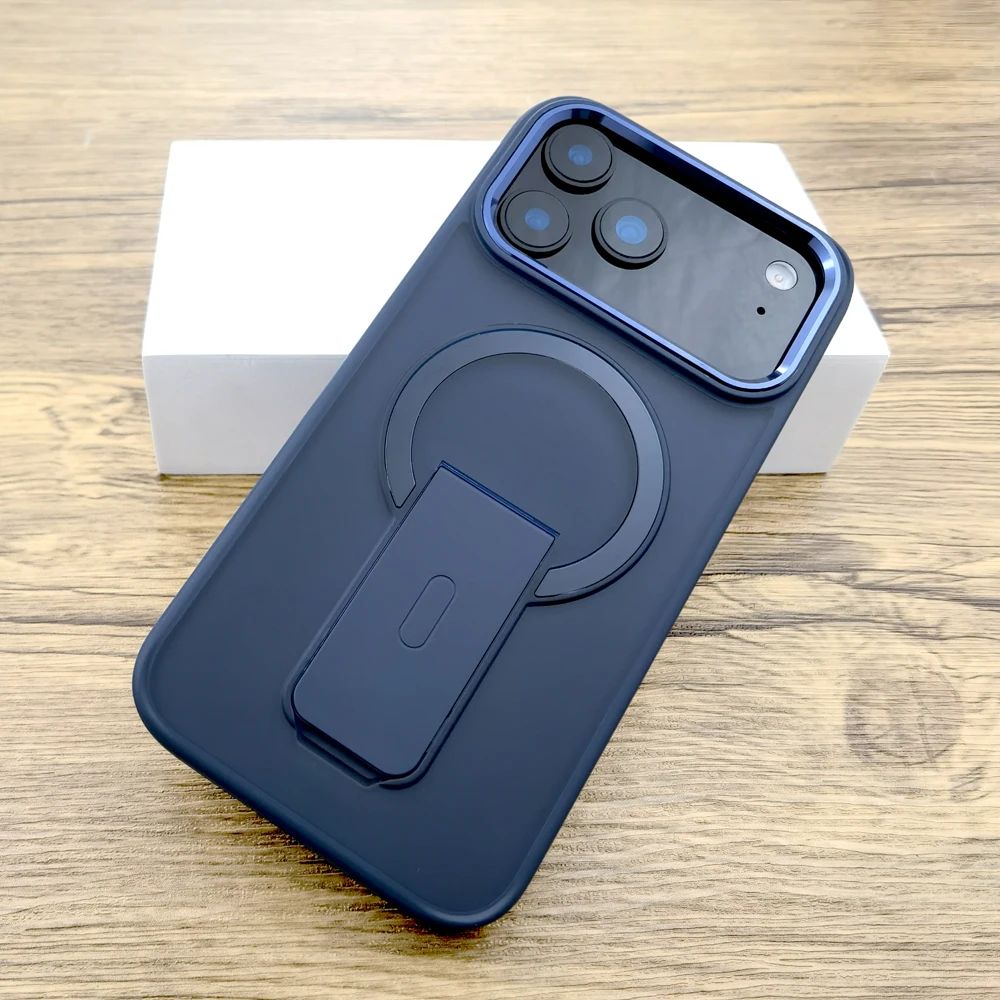 Shockproof Armor Matte Case with Stand and MagSafe Wireless Charging Capability