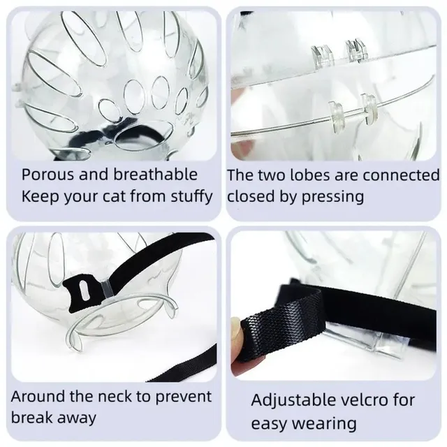 Grooming Help Ball-shaped Cat Head Cover Sturdy Transparent Pet Space Hood Breathable Safety Anti-bite Mask Trim Nails 3