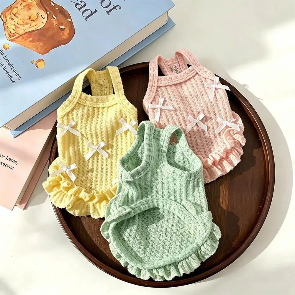 귀여운 패션 강아지 조끼 서스펜더 조끼 부드럽고 피부 친화적인 통기성 좋은 스웨트셔츠 강아지 고양이 비숑 캐주얼 여름 애완동물 의상