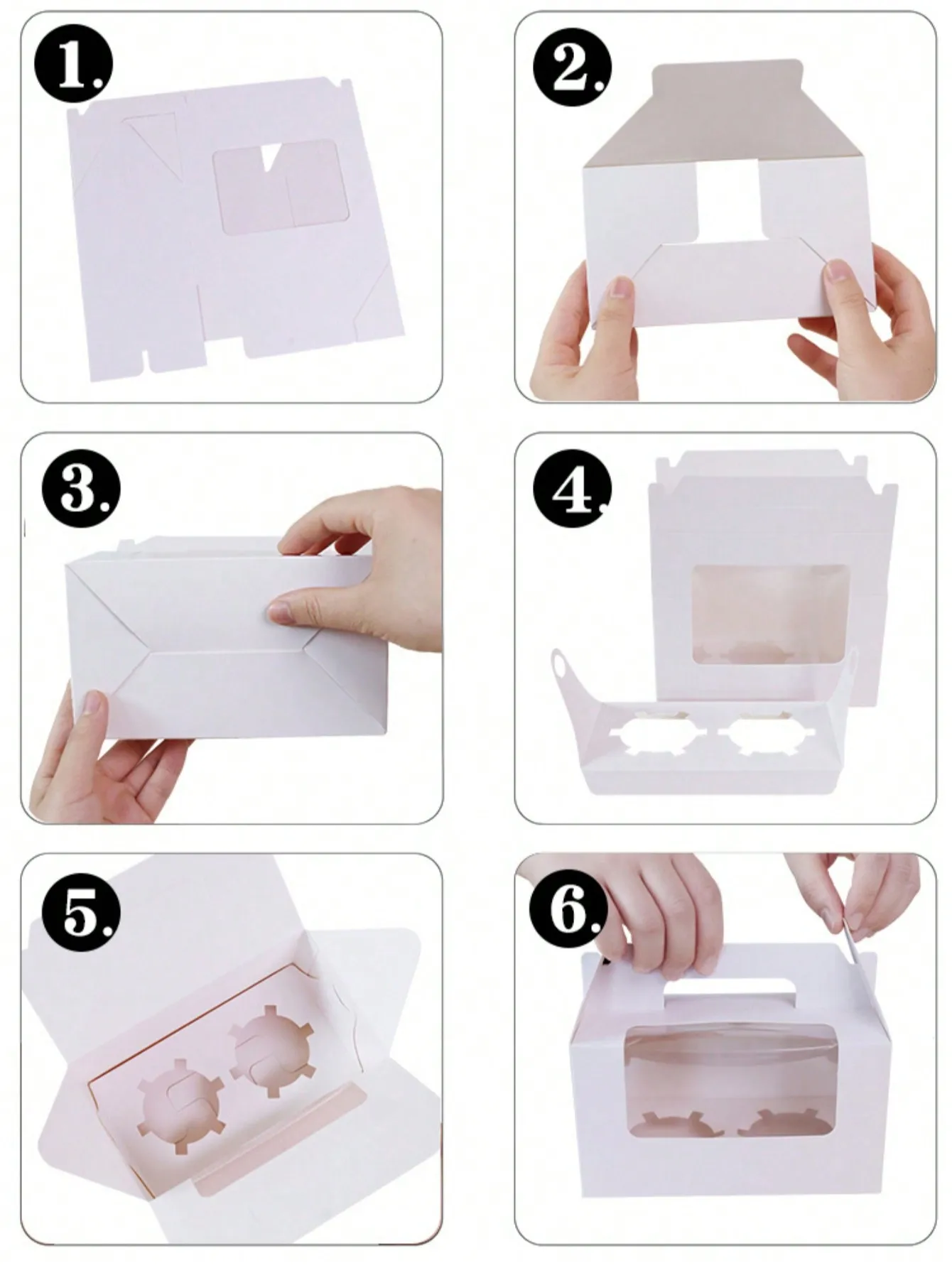 Cupcake Boxes with Windows and Handles, Muffin Cake Holders, Pastry Containers for Weddings or Birthdays Gift Bag Party Kitchen
