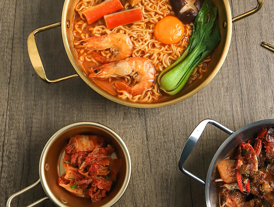 Golden Noodle Pot Korean Style Stainless Steel Soup Pot Gas Induction Pot 20 Cm