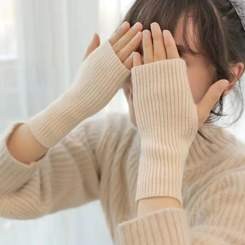 여성용 짧은 손가락 없는 장갑, 겨울 따뜻한 니트 팔 슬리브, 파인 캐주얼, 부드러운 고스 의류, 펑크 고딕 장갑