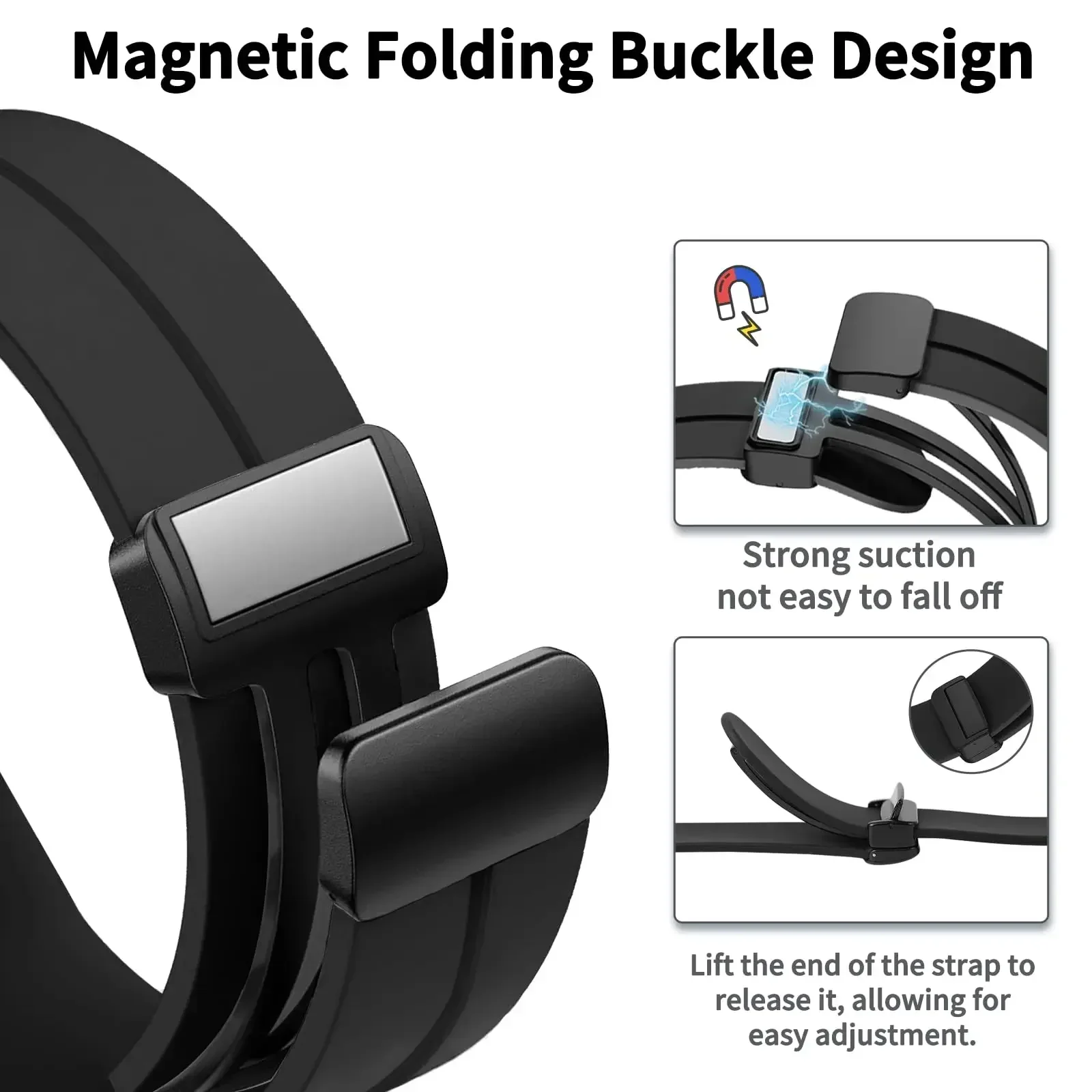Universal Silicone Magnetic Buckle Sport Strap (18-22mm)