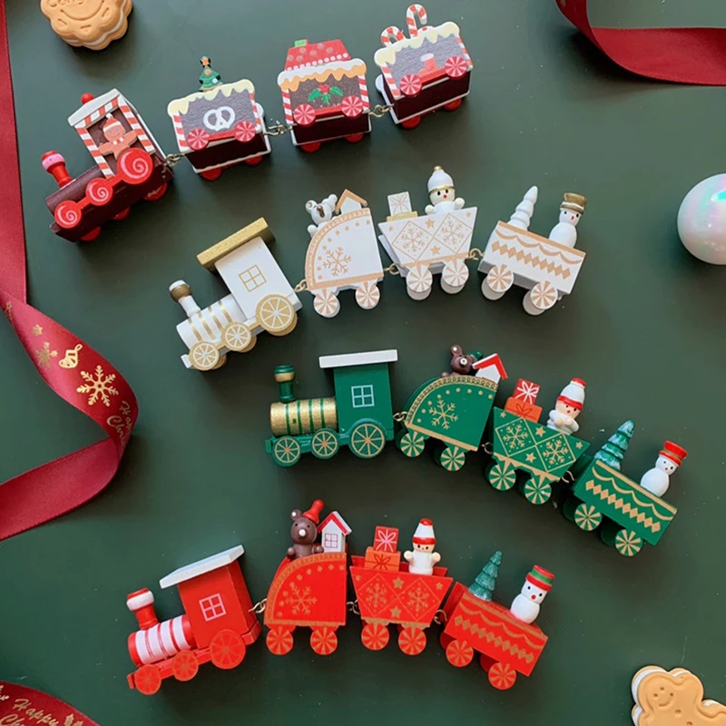 Christmas Decoration Cute Wooden Train Cake Decoration Baking Topper Small Train Ornaments Christmas Dessert Cake Party Ornament - Image 4