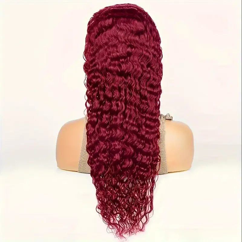 99J Burgundy Deep Wave Lace Front Wigs Human Hair 200% Density 13x6 HD Lace Frontal Wigs for Women 6