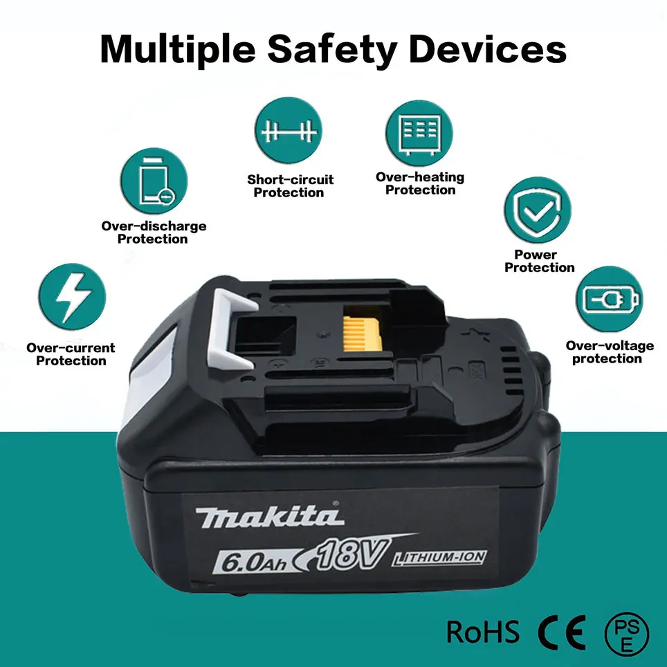 Makita original Lithium-Ionen-Akku 18V 6000mAh 18V Bohrer Ersatz batterien  bl1860 bl1830 bl1850 bl1860b