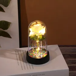 Eternal Colorful Luminous Rose Ornament - Perfect Gift for Women and Home Décor (Beige)