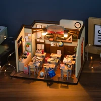 DIY Wooden Miniature Model Kit Classroom Casa Doll Houses 3D Puzzle Dollhouse With Furniture Lights for Friends Birthday Gifts 1
