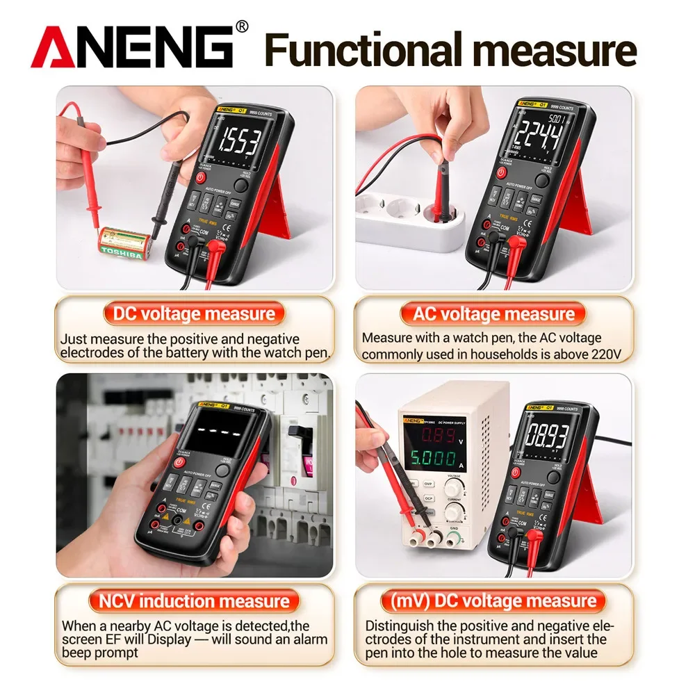 ANENG Q1 Digital multimeter 9999 Counts True RMS automotive electrical Transistor Capacitor NCV tester Professional meter test digital multimeter,multimeter tester