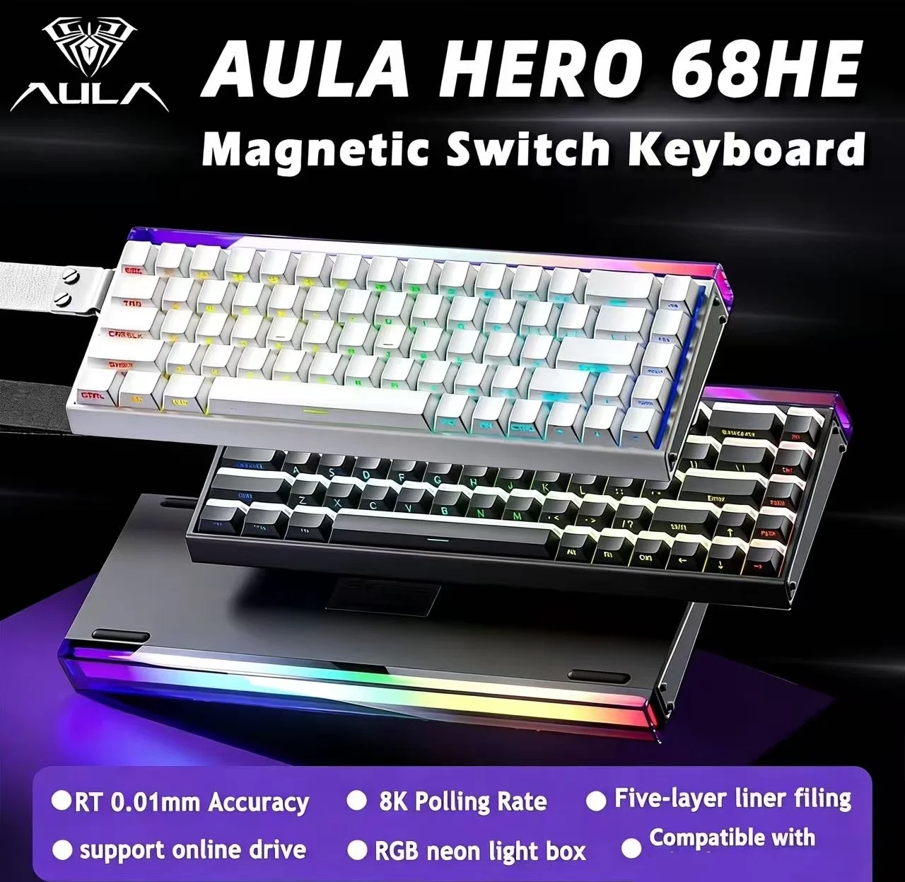 AULA HERO 68HE RGB Gaming Mechanical Keyboard Magnetic Switch Keyboard ...