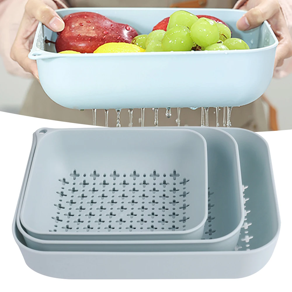 3PCS/Set Plastic Kitchen Strainer Vegetable/Fruit Washing Noodle Colander