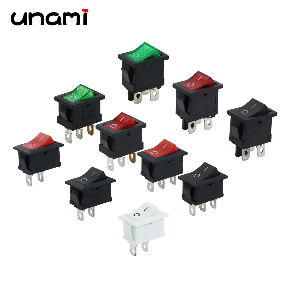 Toggle Rocker Switch 2Position 2Pins 3Pins 4Pins ON-OFF Power Switch 6A250V With Light