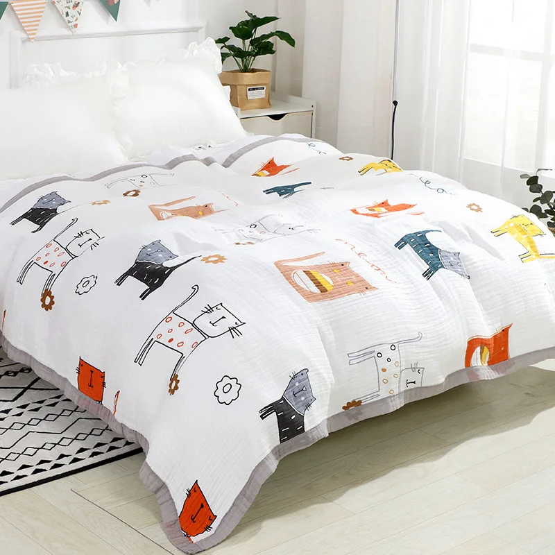 Four-layer Cotton Gauze Baby Summer Cool Quilt Breathable Children's Air Conditioning Blanket Adult Nap Towelling Coverlet